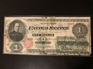 1862 $1 One Dollar Civil War Union Greenback Legal Tender Note - Flaws