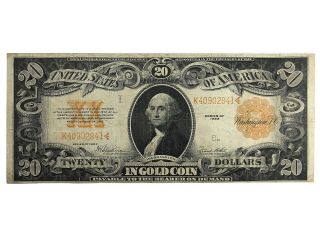 1922 United States Of America $20.  00 Gold Certificate Note