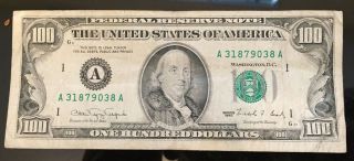 1990 Small Face Benjamin Franklin One 100 Hundred Dollar Bill Federal Reserve