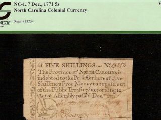 1771 North Carolina Quill Pen Inkwell Note Colonial Currency Note Money Pcgs
