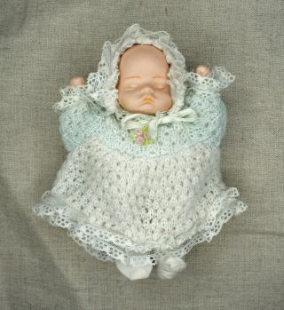 Vintage Antique Baby Doll Porcelain Ceramic Head Hands Rag Body 6 Inch