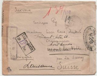Russia: 1917 Examples On Registered Cover To Lausanne - Cancels/censor (28252)