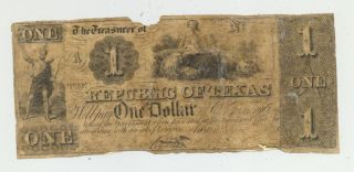$1 Bill (change Note) Issued By The Republic Of Texas During 1838 - 39