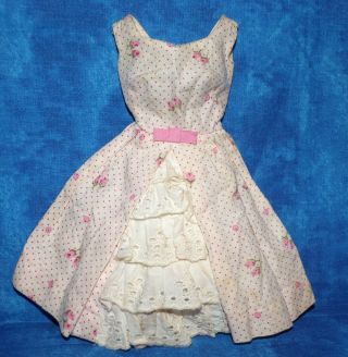 Vintage Barbie 931 Pink Flowers Garden Party Eyelet Inset Day Dress