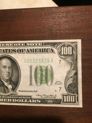 1934 $100 FRN FEDERAL RESERVE NOTE - (G) CHICAGO HIGH - GRADE 3