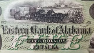 Eastern Bank Of Alabama 1858 Eufaula Alabama $5 Banknote Pmg 53 Epq 1120 - 39