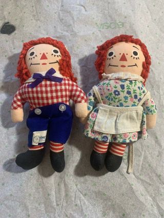 Vintage Raggedy Ann And Andy Stuffed Dolls Doll 7” Knickerbocker