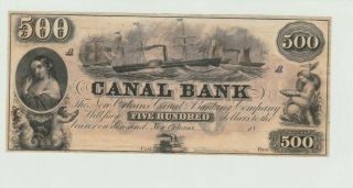 Canal Bank Of Orleans $500 Banknote