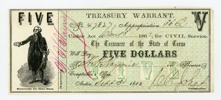 1862 Cr.  12a $5 Texas Treasury Warrant - Civil War Era Au
