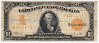 Usa Series Of 1922 ($10) Ten Dollar Gold Note / Gold Seal Bill