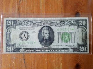 Fr.  2054 - A 1934 $20 Twenty Dollars Star Frn Federal Reserve Note Boston,  Ma