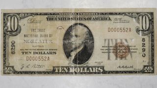 1929 $10 National Bank Note Currency Norcatur Kansas Net Vf Holes (552a)
