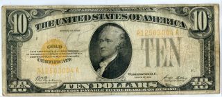 1928 $10 Gold Certificate - Ten Dollars - Currency Note Ry027