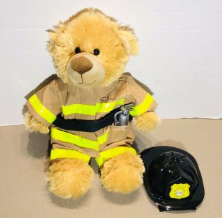 Build A Bear & Fireman Outfit Coat Hat Boots Firefighter Brown Fire Extinguisher