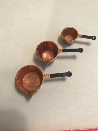 Dollhouse Miniature 1:12 Scale “copper” Pots And Tea Kettle Set