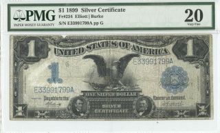 1899 $1 Silver Certificate Pmg 20 Very Fine Fr 234 Black Eagle