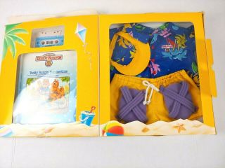Vtg Teddy Ruxpin 1987 Summertime Cassette Tape Songbook And Beach Outfit Wow
