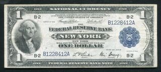 Fr.  711 1918 $1 One Dollar Frbn Federal Reserve Bank Note York,  Ny Vf,