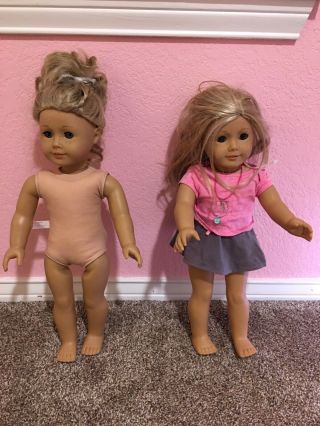 2 - American Girl Dolls - 18 Inch Doll With American Girl Stamp On Neck And String