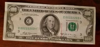 1969 Series A 100 DOLLAR STAR NOTE C00222203 VERY LOW SERIAL NUMBER US BILL 3