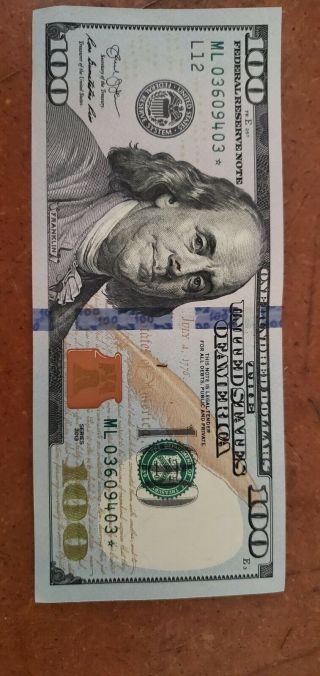 2013 100 Dollar Bill Star Note Low Serial Number