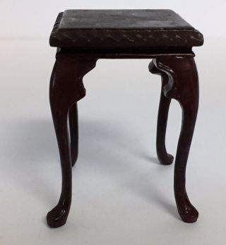 Vintage Dollhouse Miniature Bespaq Mahogany Wood Square Side Lamp Table 2