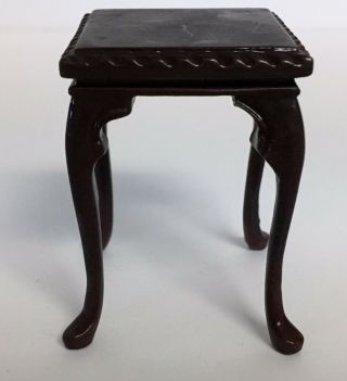 Vintage Dollhouse Miniature Bespaq Mahogany Wood Square Side Lamp Table 3