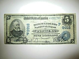 1902 U.  S.  $5 Sonoma County National Bank Of Petaluma California Bank Note