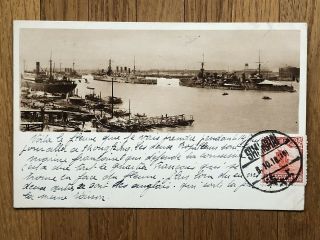 China Old Postcard Chinese Harbour Ships Shanghai To France 1929