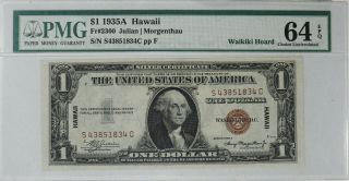 1935 A $1 Hawaii Silver Certificate Pmg Certified 64 Epq Waikiki Hoard (834c)