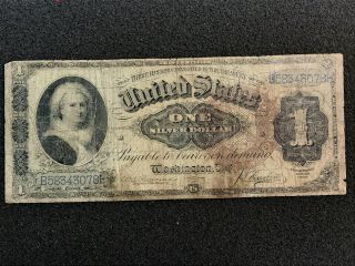 1886 $1 Silver Certificate Martha Washington Rosecrans - Houston Large Seal