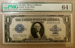 1923 $1 Silver Certificate Fr 238 Pmg 64 Epq Uncirculated