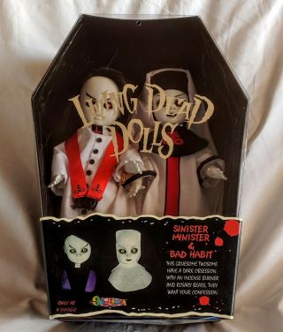 Living Dead Dolls Sinister Minister And Bad Habit (white) Opened In Package 2000