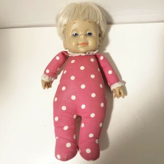 1984 Drowsy Baby Talking Doll Pink Polka Dots