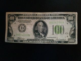 Us Federal Reserve Note $100 One Hundred Dollars Series 1934 Bank Of Cleveland