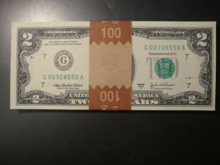 Pack Of 50 Us $2 Federal Reserve Notes.  2003 - A Chicago.  Crisp Gem Uncirculated.