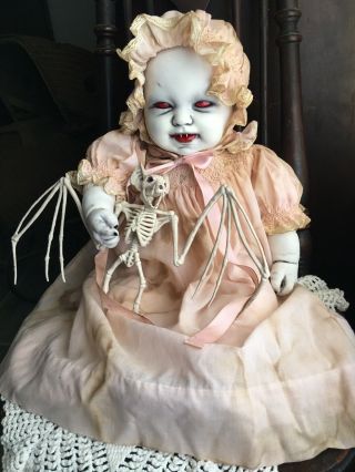 Sadie,  Creepy Ooak Horror Baby Doll.  Vampire Baby Vampire Reborn