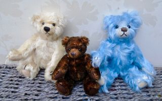 Deans Ragbook Trio Of Miniature Teddy Bears Set Mohair Jointed