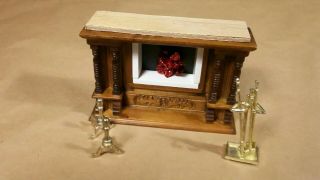 Dollhouse Miniature Furniture 1:12 Wood Fireplace W Tools