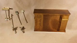 Dollhouse Miniature Furniture 1:12 Wood Fireplace w Tools 3