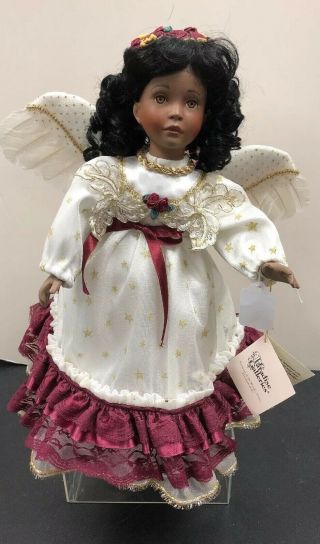 14” Paradise Galleries Porcelain Holiday Angel Doll Adorable Black Hair W/ Tag