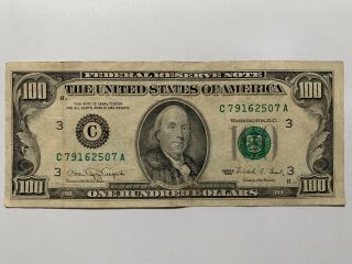 Old Style $100 Bill Misaligned Uncentered Series 1990 Bank Note