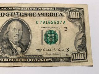 Old Style $100 Bill Misaligned Uncentered Series 1990 Bank Note 3