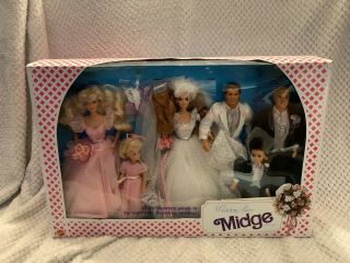 Wedding Party Midge Barbie Gift Set 1990 Mattel Barbie Ken Kelly Midge Alan Todd