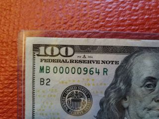VERY LOW SERIAL NUMBER $100 Bill United States Note Five 0 ' s In a Rown 2