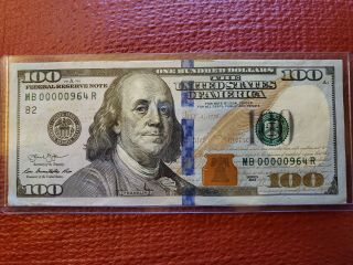 VERY LOW SERIAL NUMBER $100 Bill United States Note Five 0 ' s In a Rown 3