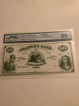 $50 1860s Traders Bank Of The City Of Richmond