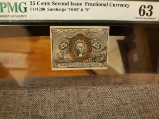 Fr.  1286 - Fr.  2nd - Issue 25 Cent - Fractional - Currency Pmg 63 W/surchare 18