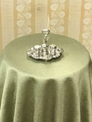 Dollhouse Miniature Eugene Kupjack Sterling Silver Ink Well Stand W Quill