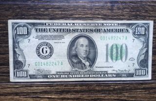 $100 One Hundred Dollar Note Series 1934 G Chicago,  Illinois